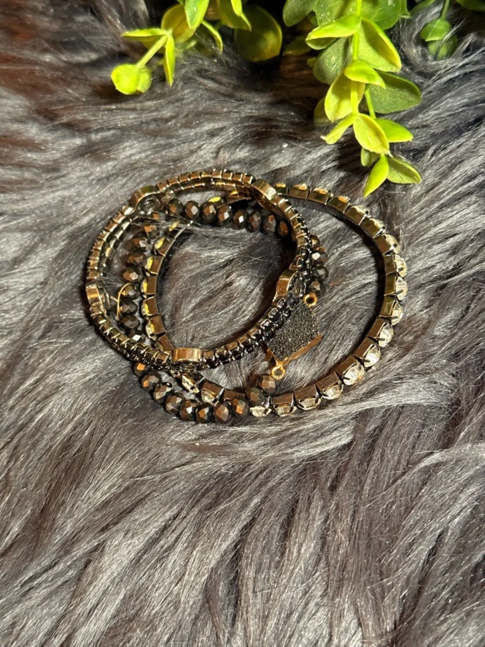 Black and Clear Crystal Stackable Bracelet Set - Women Jewelry‎ (E5)
